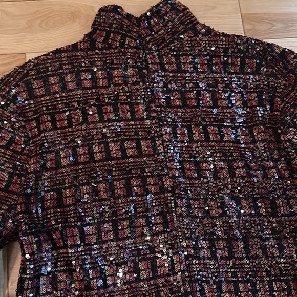 NWOT Zara high collar sequin top with adjustable slit sleeves size xs - Picture 8 of 9
